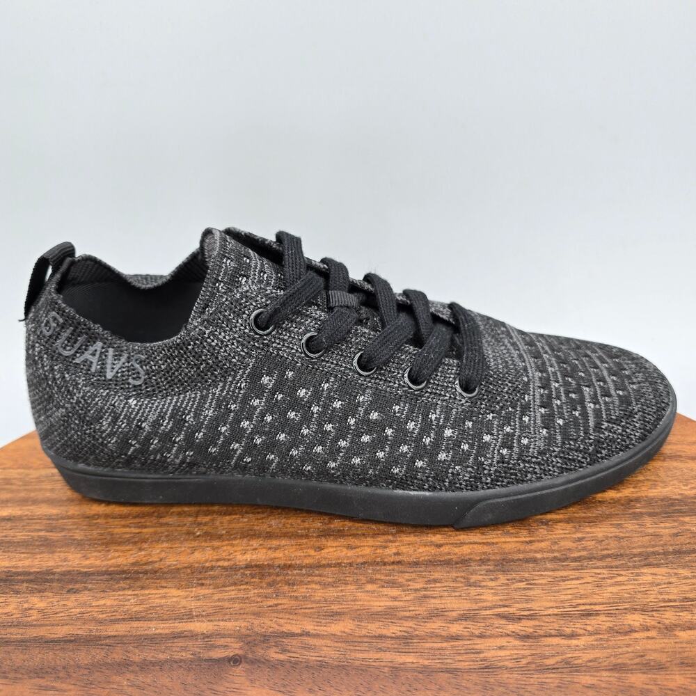 SUAVS The Zilker Shoes Womens 8 Charcoal Black Knit Lace Up Lightweight Comfort